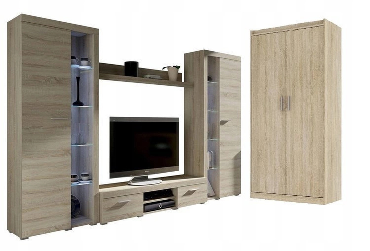 Meblościanka z szafą dwudrzwiową Dąb sonoma SAMBA BIG