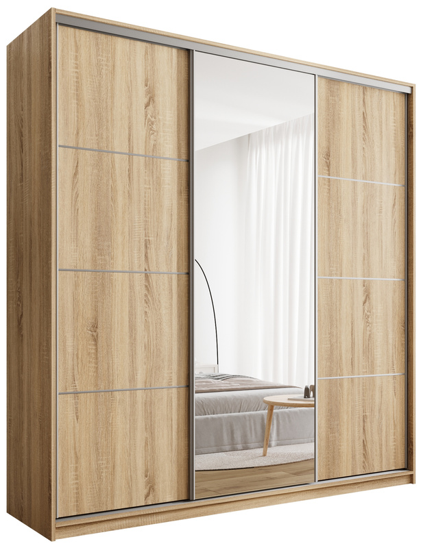 Szafa przesuwna z lustrem 200 cm TOP MAX dąb sonoma