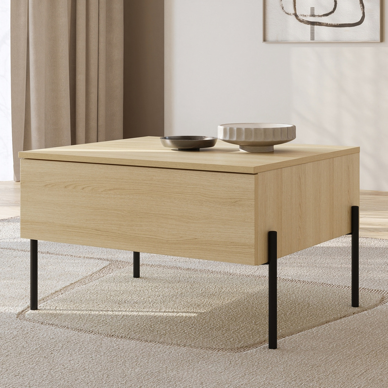 Stolik kawowy 70 cm z szufladą do salonu ORE dąb lindberg