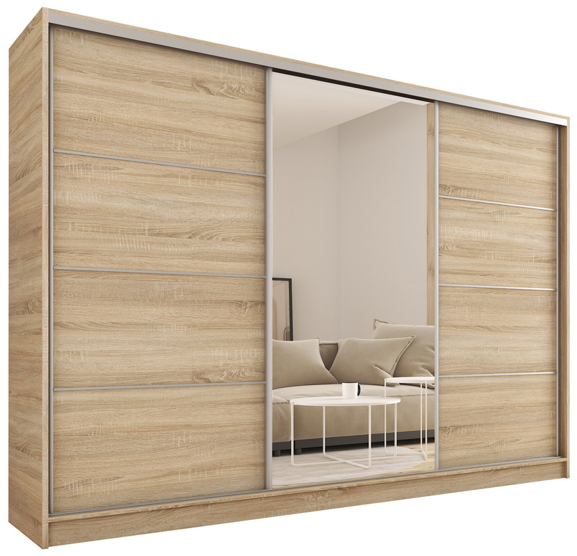 Szafa przesuwna 250 cm z lustrem Dąb Sonoma TOP