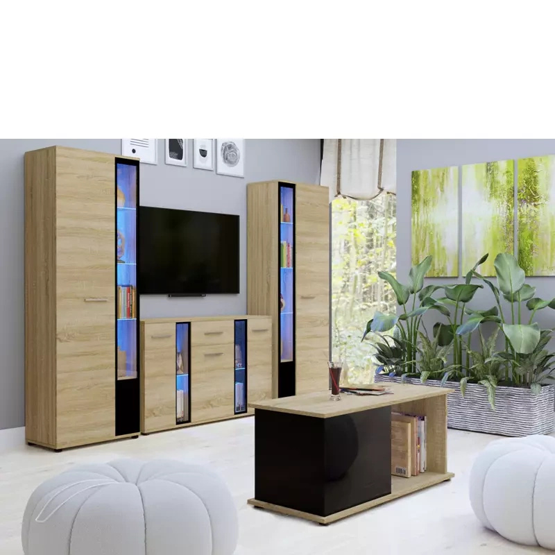 Meblościanka do salonu dąb sonoma CUBE XL