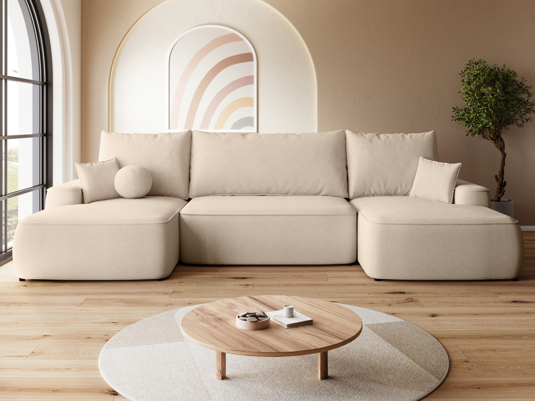 Nowoczesny narożnik do salonu z funkcją spania CARMELLO U