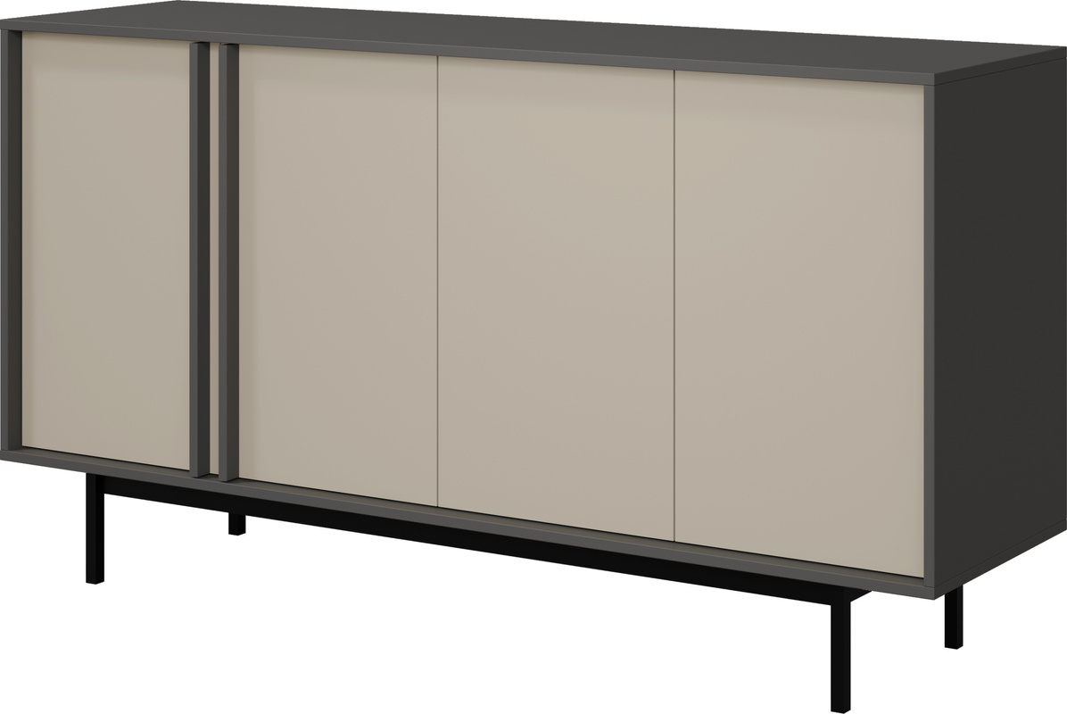 Duża komoda AVERO 163cm antracyt beż jasny - 4 drzwiowa