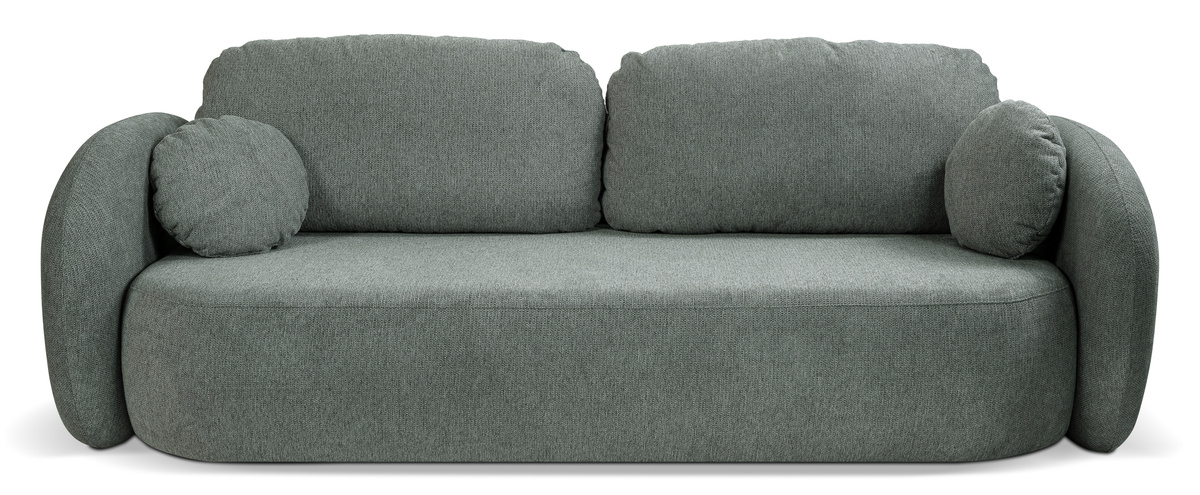 Rozkładana sofa do salonu z funkcją spania i pojemnikem OMERO szara