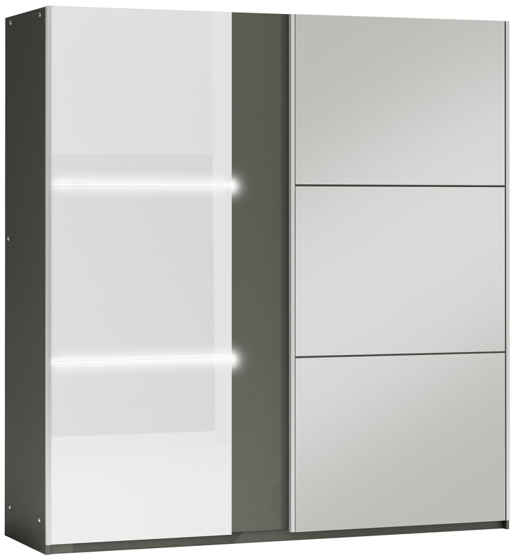 Dwudrzwiowa szafa przesuwna z lustrem 200 cm TOSSA grafit