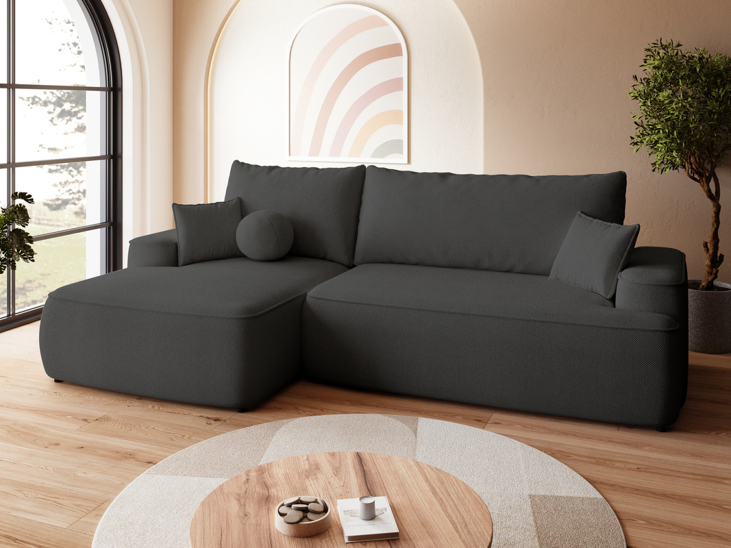 Ciemnoszara rogówka z funkcją spania do salonu CARMELLO