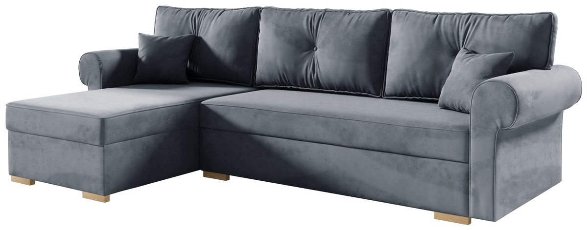 Szary narożnik z funkcją spania do salonu FUSION