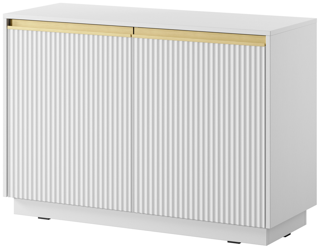 Biała dwudrzwiowa komoda z ryflowanymi frontami 103 cm RAVO