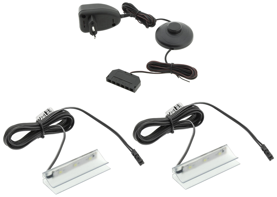 Oświetlenie półek szklanych LED 2 Klipy niebieskie