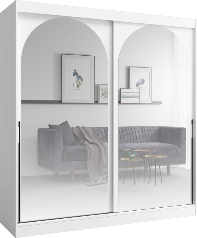 Dwudrzwiowa szafa przesuwna 200cm do sypialni z lustrami biała MORIN