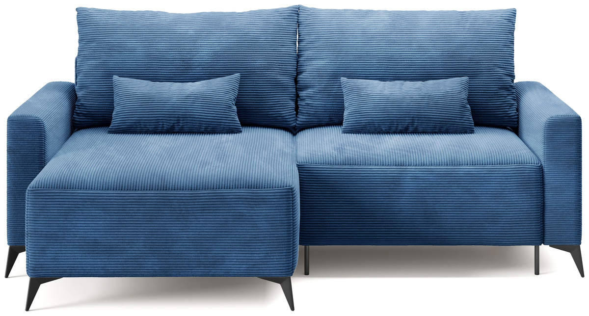 Sztruksowy narożnik z funkcją spania do salonu na nóżkach LORENZO