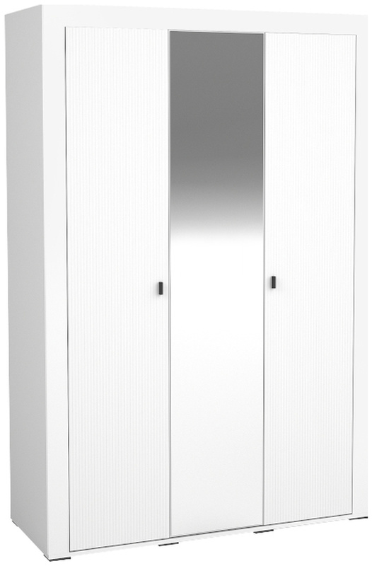 Biała szafa trzydrzwiowa 137 cm z półkami i drążkiem MISTY