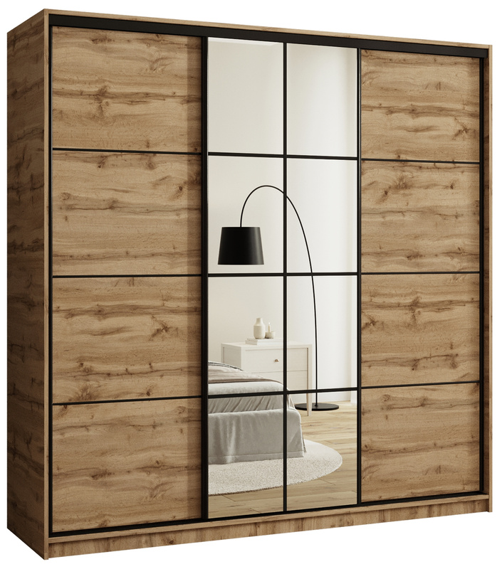 Szafa przesuwna z lustrem i półkami 200 cm do sypialni EDGE