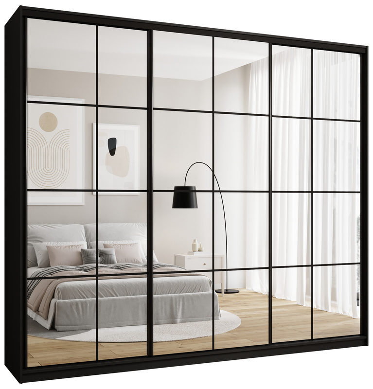 Pojemna szafa przesuwna z lustrem 280 cm do sypialni OPTICA MAX