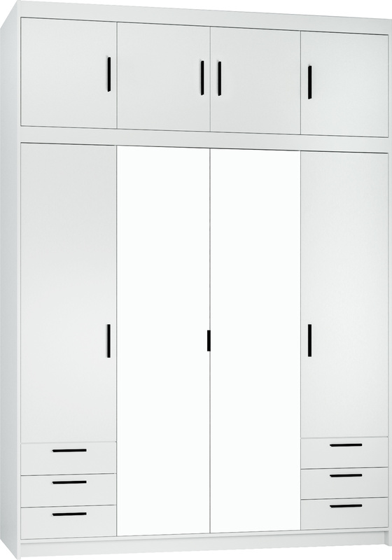 Szafa z lustrem do garderoby 176 cm i nadstawka biały KUBA