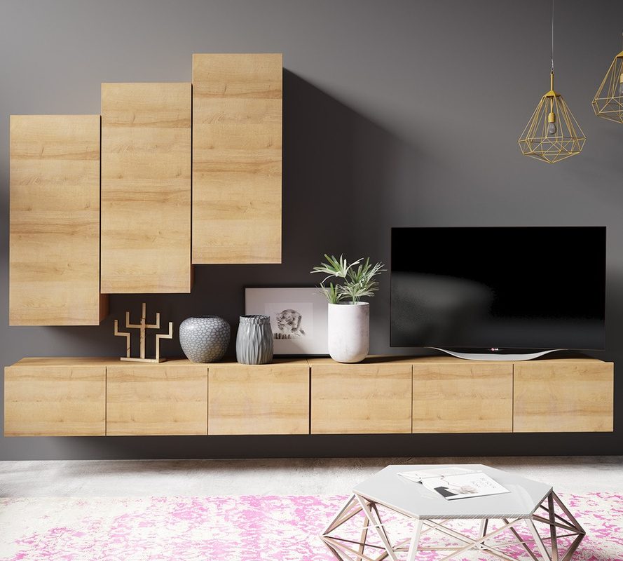 Nowoczesna meblościanka dąb złoty MODERN 20