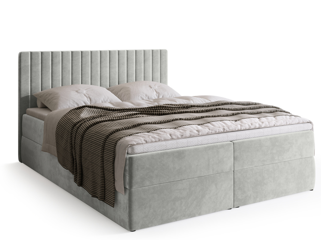 Łóżko kontynentalne 160x200 cm z pojemnikiem szare DREAM