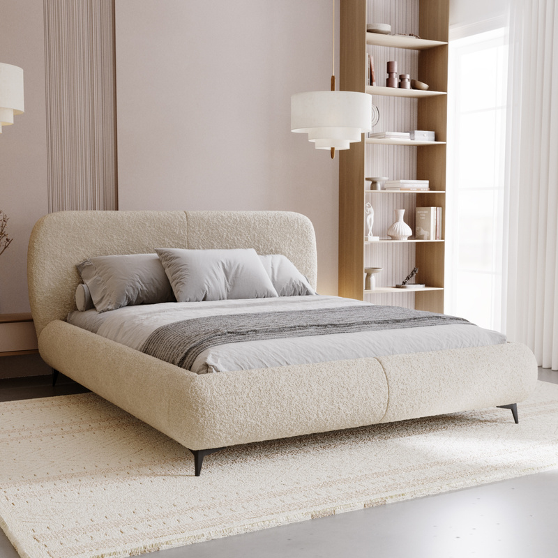 Beżowe Łóżko do sypialni 160x200 MALI nowoczesne