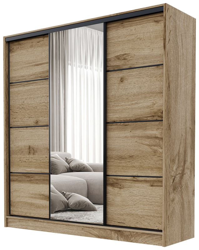 Nowoczesna pojemna szafa przesuwna 180 cm BEST dąb wotan