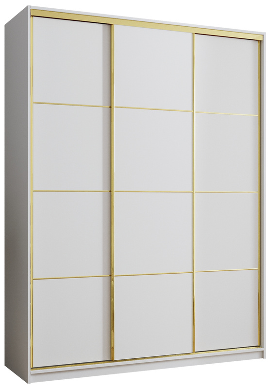 Biała szafa trzydrzwiowa z szufladami 180 cm GOLD NEW MAX