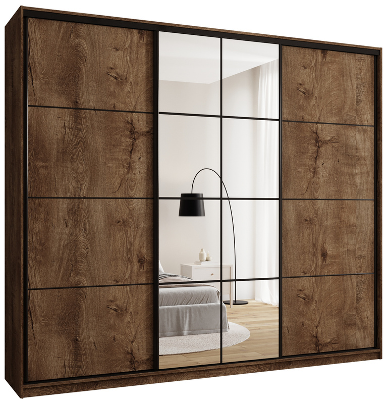 Duża loftowa szafa przesuwna z lustrem 280 cm EDGE MAX