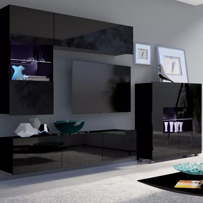 Meblościanka z komodą czarny połysk MODERN 3