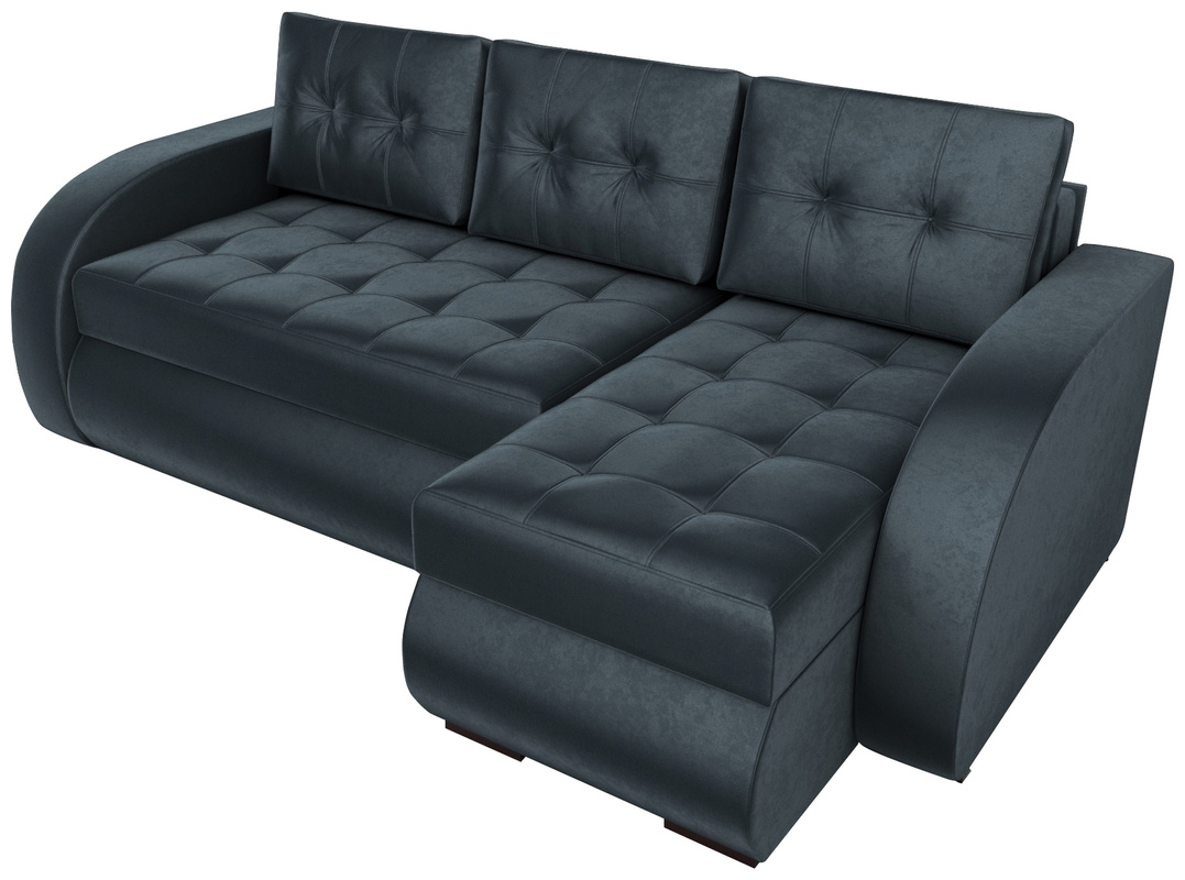 Grafitowy welurowy narożnik z funkcją spania do salonu BERGEN