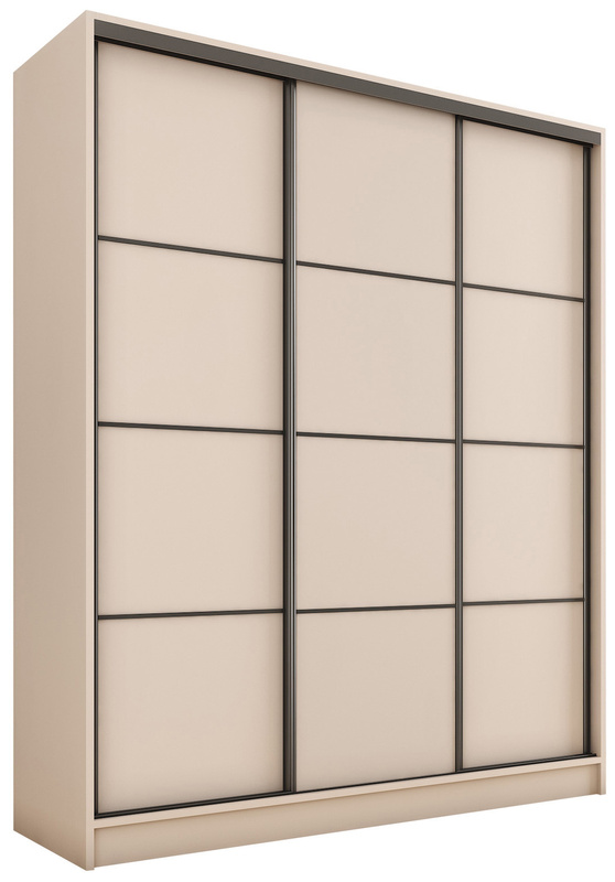 Pojemna trzydrzwiowa szafa przesuwna 180 cm LOFT MAX beż piaskowy