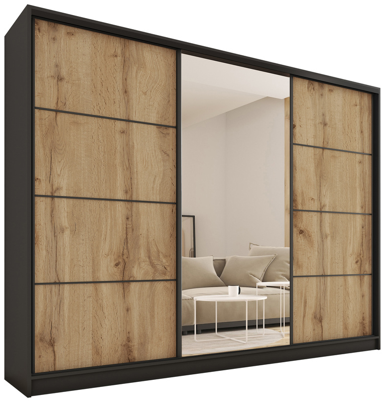 Duża loftowa szafa przesuwna z lustrem 280 cm LOFT MAX