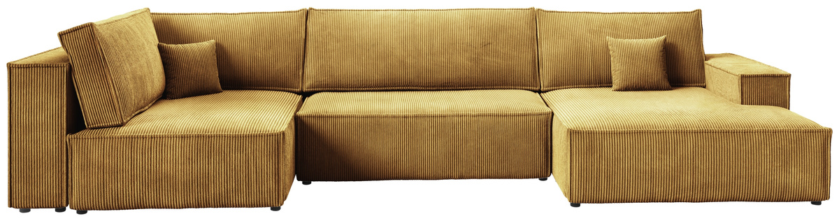 Rozkładany narożnik do salonu w kształcie U nowoczesny musztardowy PABLO MAXI