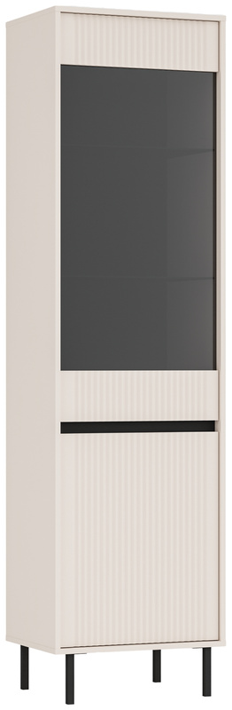 Beżowa nowoczesna witryna do salonu 56 cm na nóżkach OMEGA