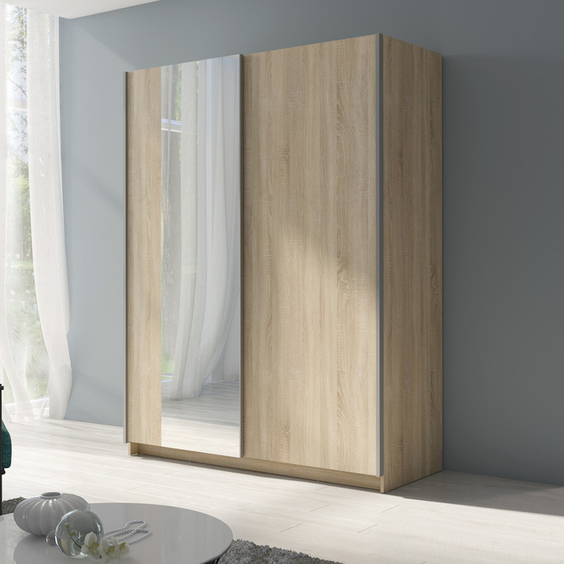 Szafa przesuwna z lustrem GRANDI 180 cm do sypialni dąb sonoma