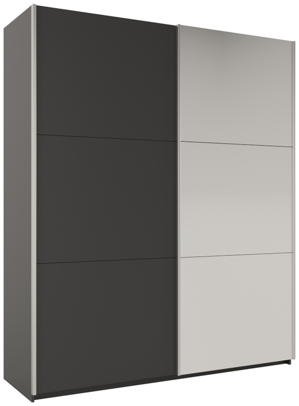 Grafitowa nowoczesna szafa przesuwna z lustrem 200 cm RUBIN