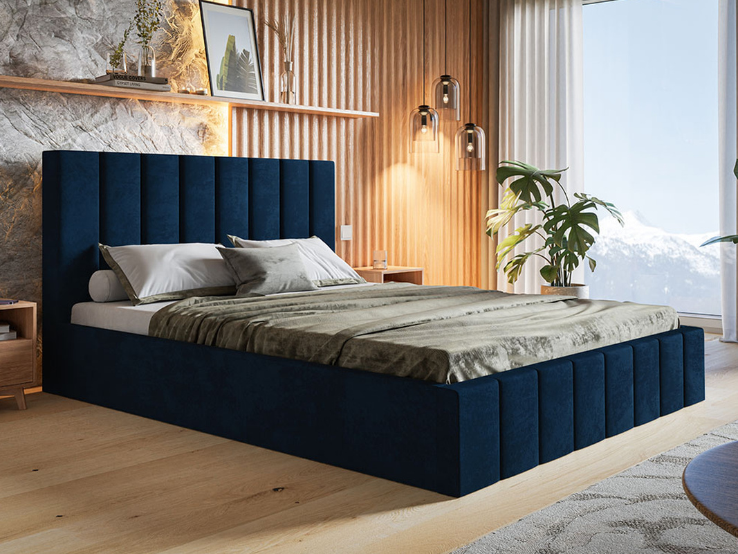 Łóżko tapicerowane sypialniane 160x200 cm ze stelażem i pojemnikiem PASOT