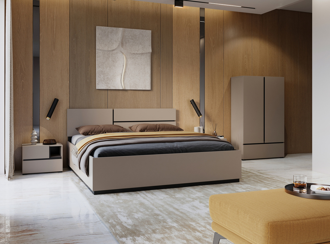 Nowoczesne meble do sypialni z łóżkiem 160x200 cm CROSS