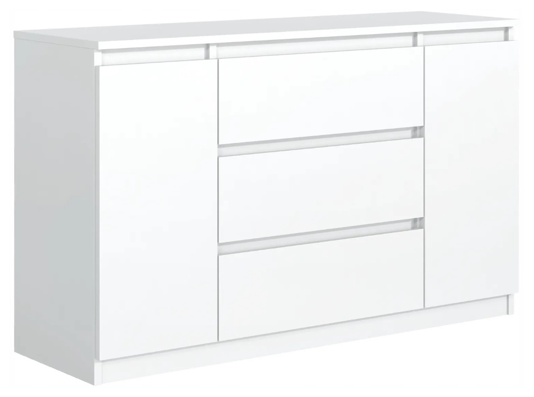Biała nowoczesna komoda 140 cm z szufladami do salonu AMPARO