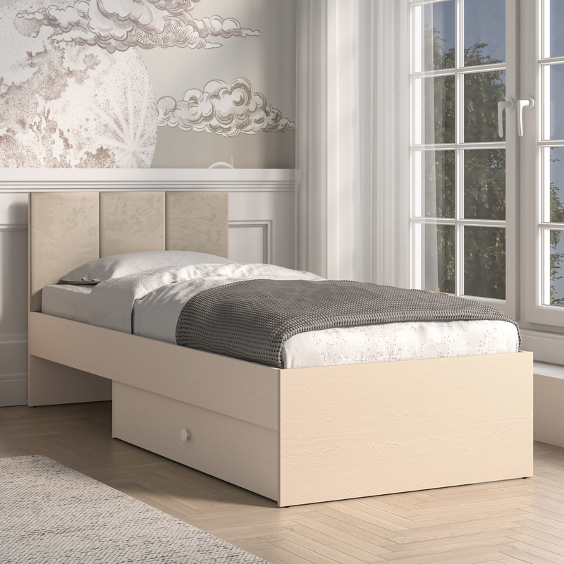 Łóżko 90x200 młodzieżowe z pojemnikiem i zagłówkiem MERLO