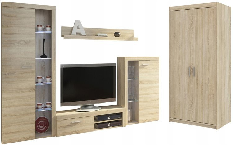 Meblościanka z szafą dwudrzwiową Dąb sonoma SAMBA