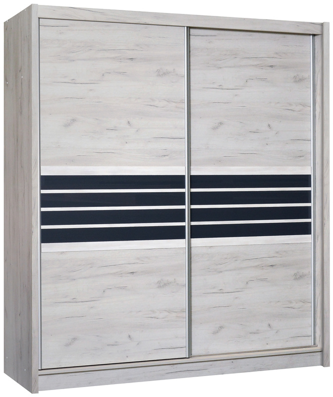 Dwudrzwiowa szafa przesuwna z półkami i drążkami 203 cm TRISS