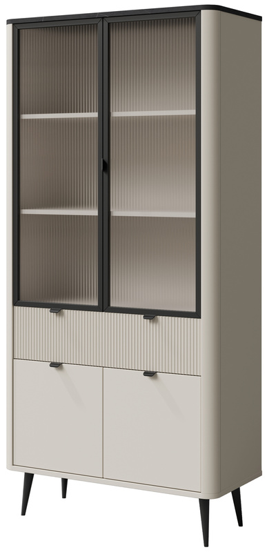 Nowoczesna witryna do salonu z szufladą 90 cm MIREL kaszmir