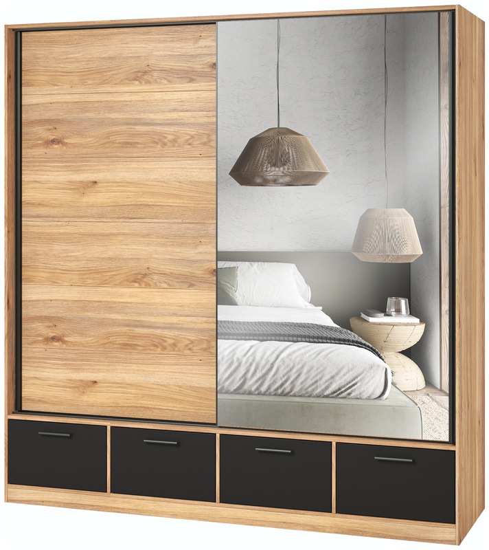 Nowoczesna szafa przesuwna 200 cm do sypialni z lustrem BETA