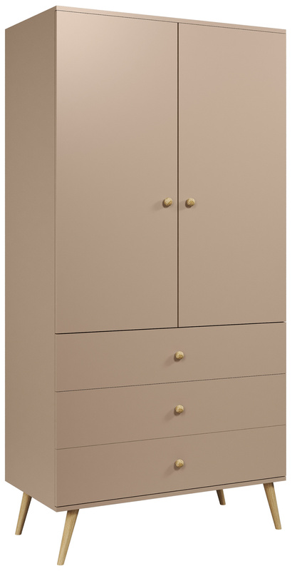 Szafa 100 cm dwudrzwiowa do salonu BONE macchiato z szufladami