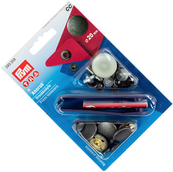 napy do kurtek, bluz stare srebro wzór fi 20mm 6szt PRYM 390358 .