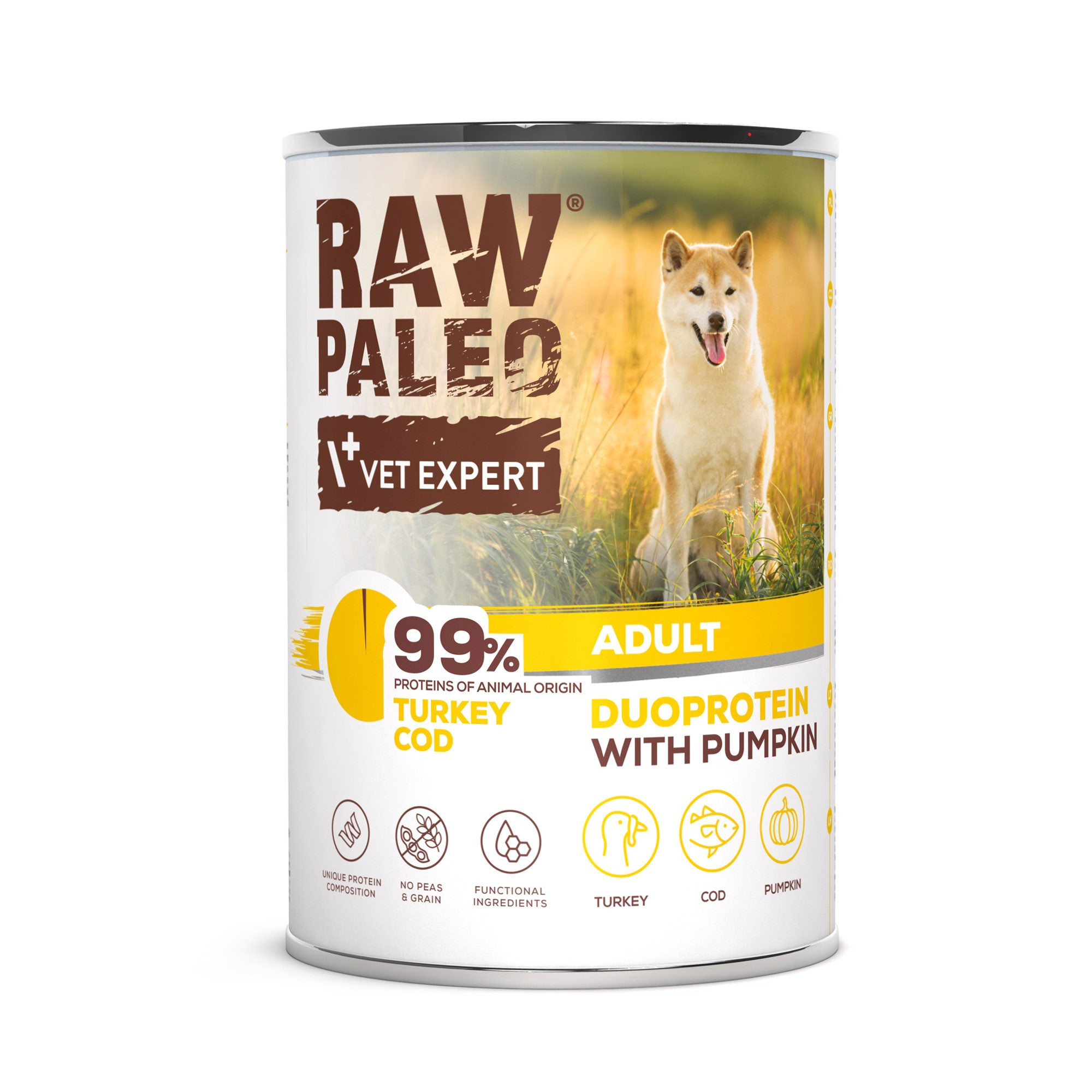 RAW PALEO TURKEY&COD ADULT CAN 6x400g - mokra karma dla psów dorosłych duoproteina indyk z dorszem