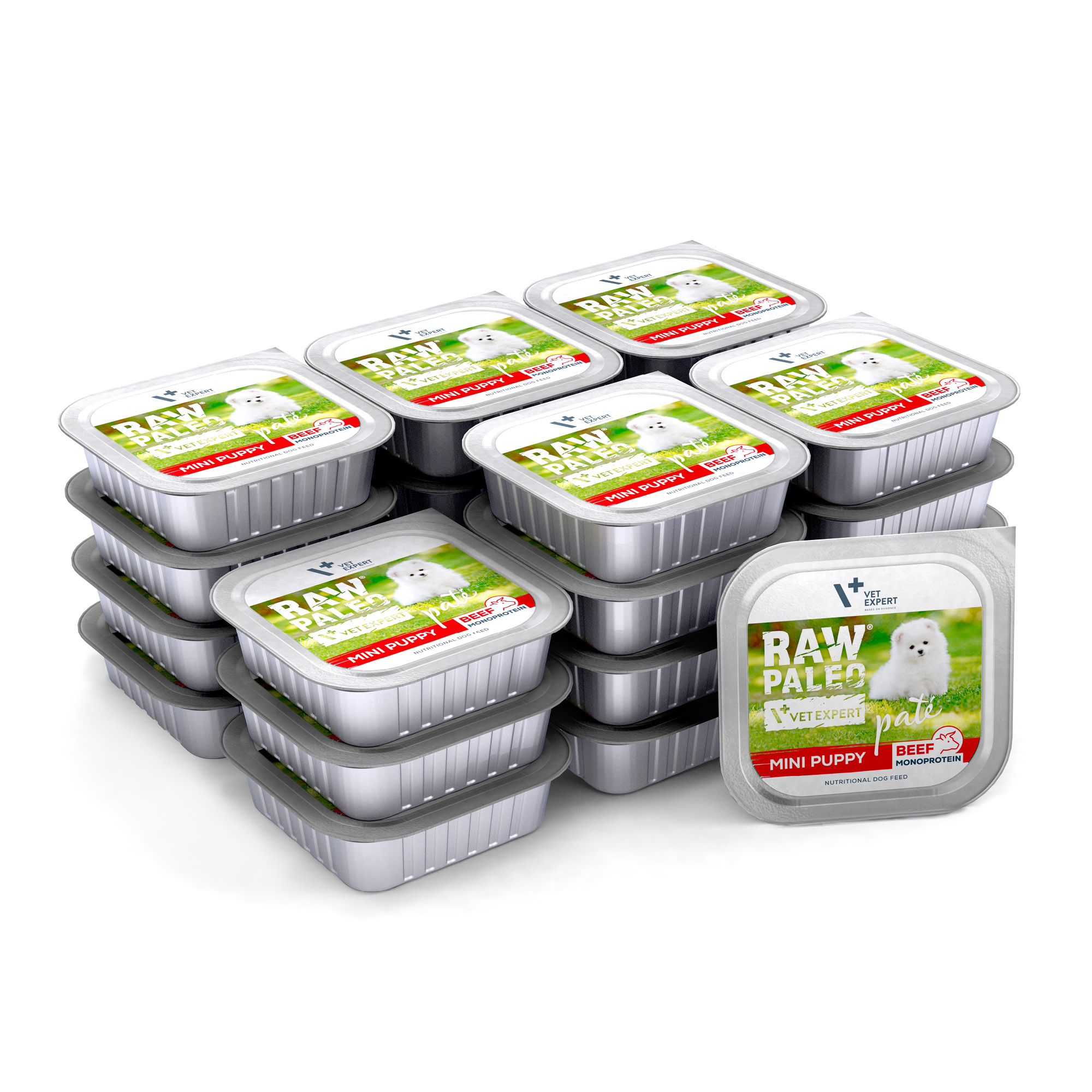 RAW PALEO PATE MINI PUPPY BEEF 24x150g - mokra karma dla szczeniąt - wołowina