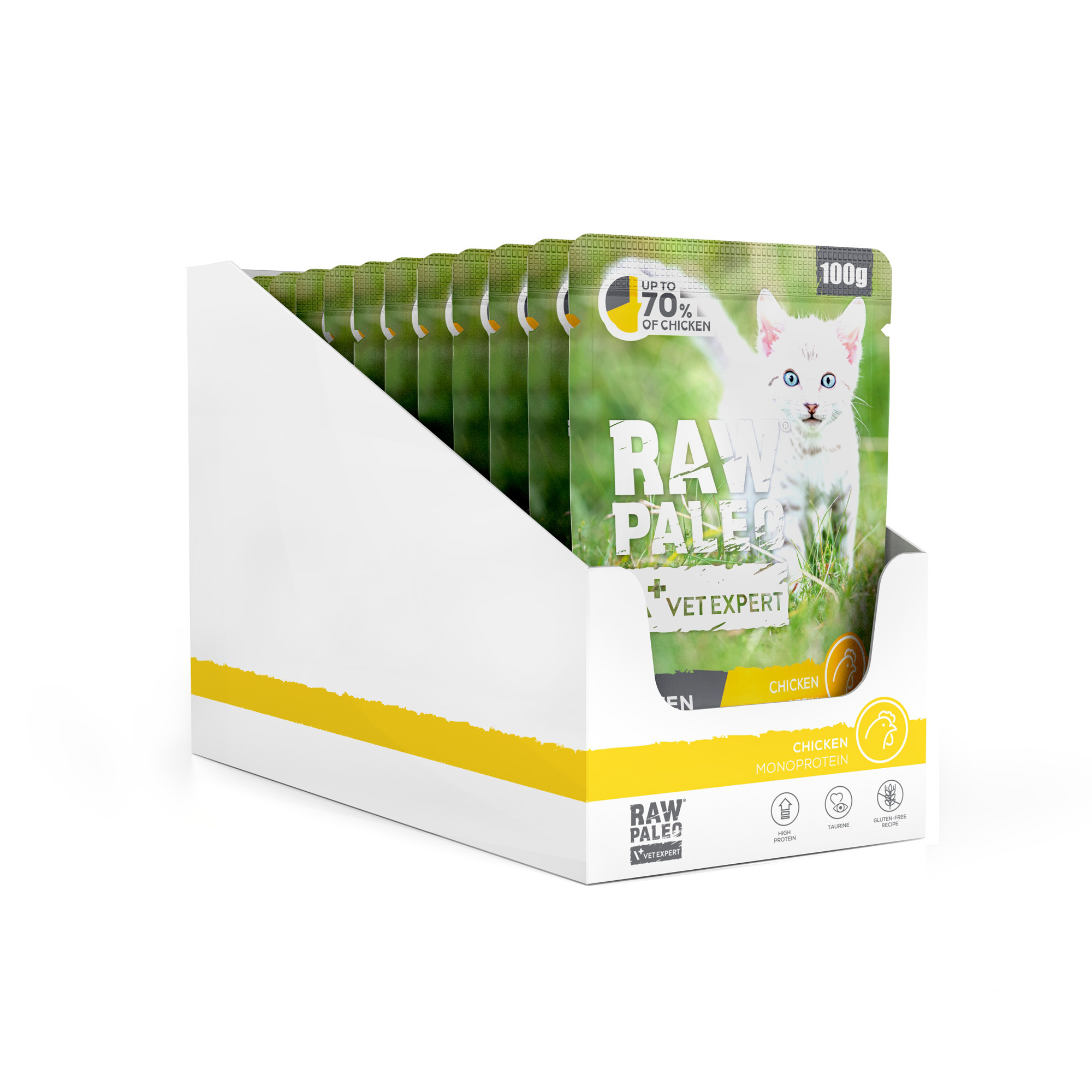 RAW PALEO KITTEN CAT CHICKEN 12x100g - mokra karma dla kociąt - kurczak