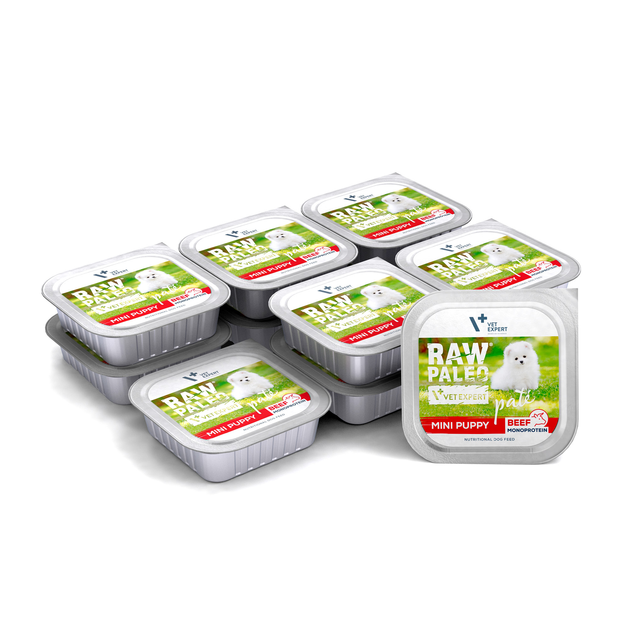 RAW PALEO PATE MINI PUPPY BEEF 12x150g - mokra karma dla szczeniąt - wołowina