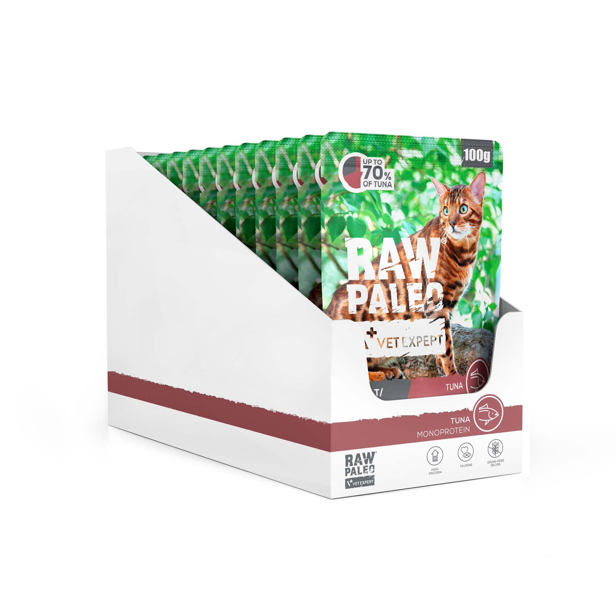 RAW PALEO ADULT/STERILISED CAT TUNA 12x100g - mokra karma dla kotów dorosłych i sterylizowanych - tuńczyk