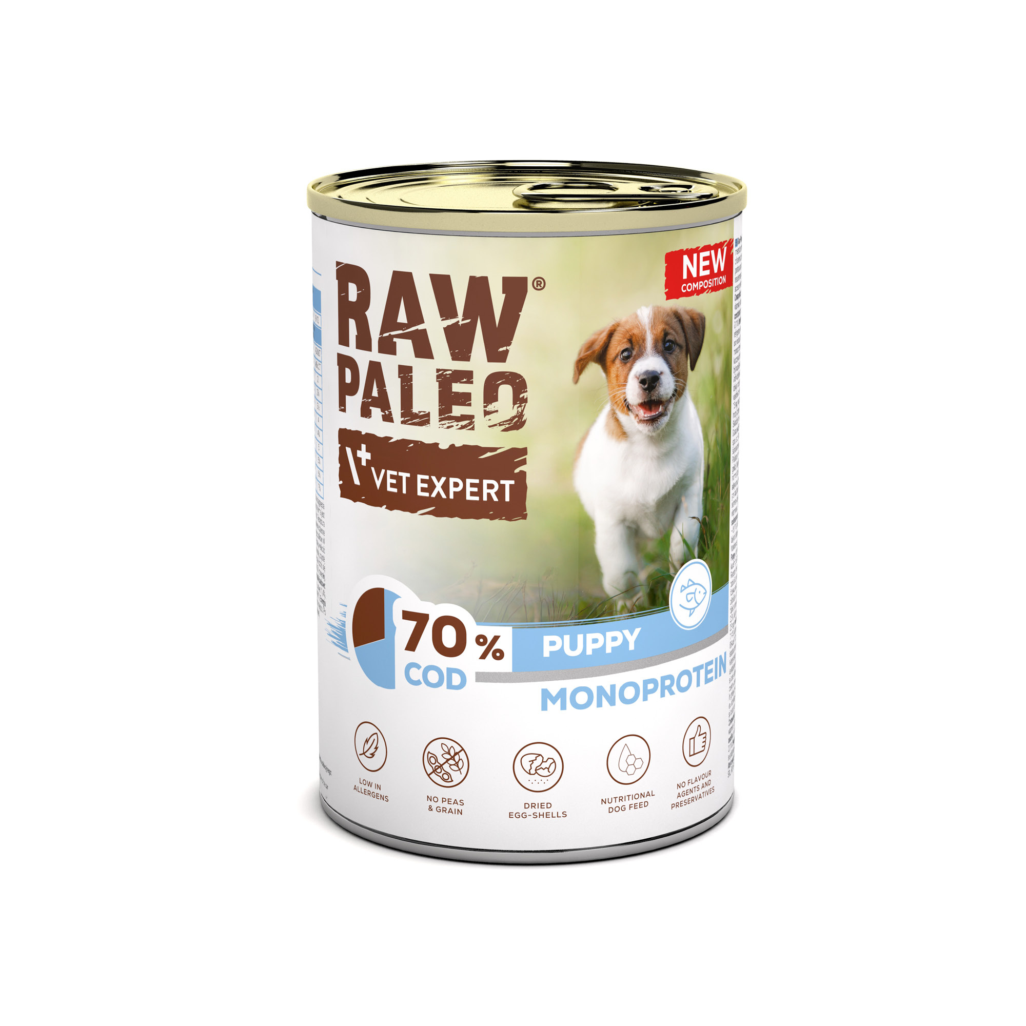 RAW PALEO PUPPY COD 400g - mokra karma dla szczeniąt monoproteina z dorszem