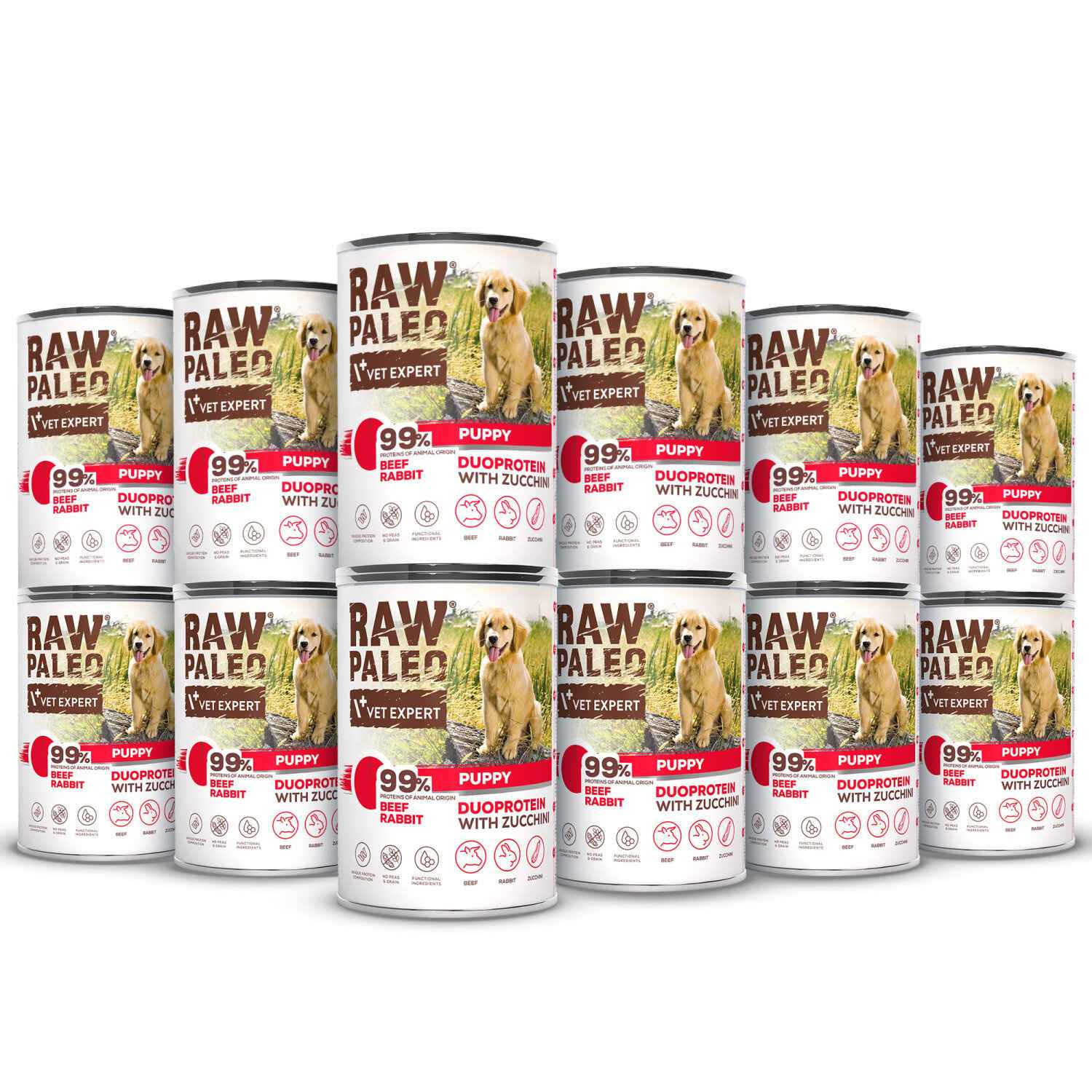 RAW PALEO BEEF&RABBIT PUPPY CAN 12x400g - mokra karma dla szczeniąt duoproteina wołowina z królikiem